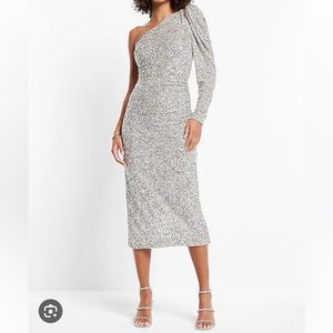 NWT Express High-Waisted Midi Sequin Skirt - size L